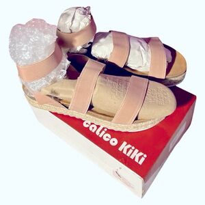 NIB CalicoKiki Kacie02 Womens Espadrille PlatformSlideOn Wedge Sandals-Pink Sz10